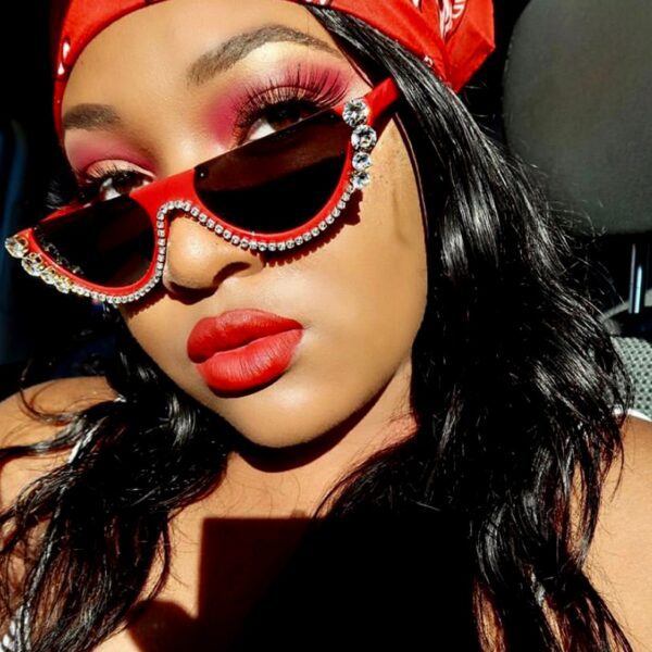 Diamond Cat Eye Sunglasses Women Semi-Rimless Sun Glasses Luxury Brand Designer Crystal Sexy Frame Rhinestone Elegant Eyewear - Image 5