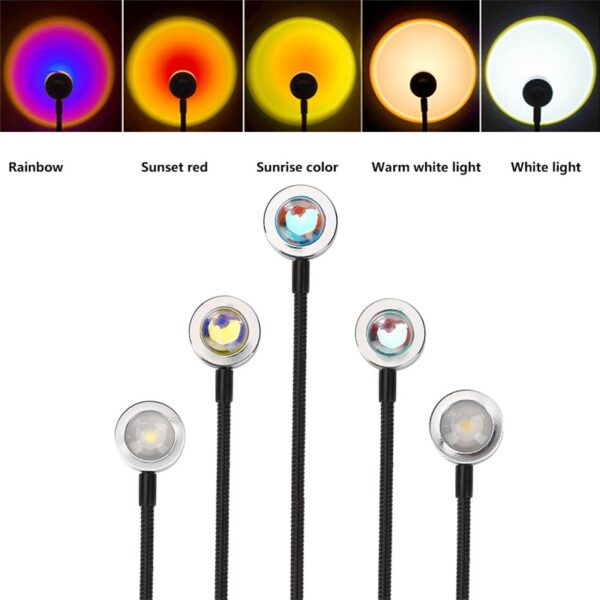 Sunset Lamp USB Rainbow Projector Atmosphere Night Light Home Decoration Photography Lighting Coffee Shop Wall Decor Lights - Image 3