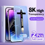 8K 2pcs Full Cover Tempered Glass For iPhone 14 13 12 11 Pro Max deliver Mount Aids Screen Protector iPhone 14 Plus XR MAX Glass - ImportsEz