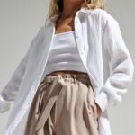 Bornladies 2023 Women's Spring Summer 100% Cotton Shirts Office Lady Fashionable Solid Lady Long Sleeve Loose Tops Crepe Shirts - ImportsEz