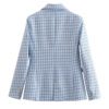 ImportsEz - TRAF Women Fashion Houndstooth Double Breasted Tweed Blazer Coat Vintage Long Sleeve Flap Pocket Female Outerwear Chic Veste - Image 2
