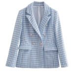 TRAF Women Fashion Breasted Tweed Blazer Coat
