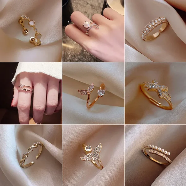 Ins Tide Adjustable Stainless Steel Rings For Women Simple Temperament Engagement Wedding Rings Fashion Jewelry