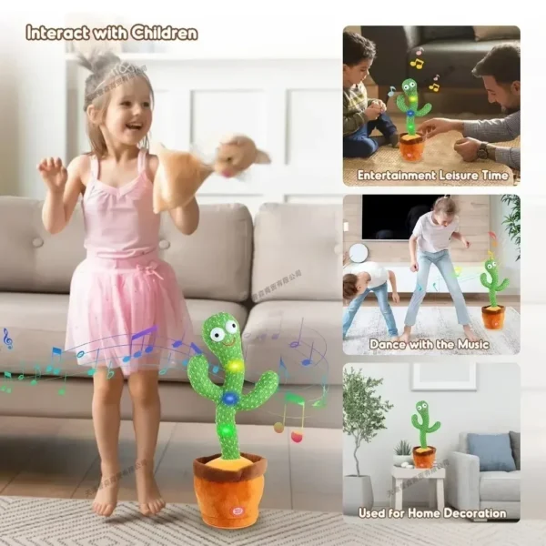 Dancing Cactus 120 Song Speaker Talking Usb Charging Voice Repeat Plush Cactu Dancer Toy Talk Plushie Stuffed Toys For Kids Gift - Image 11